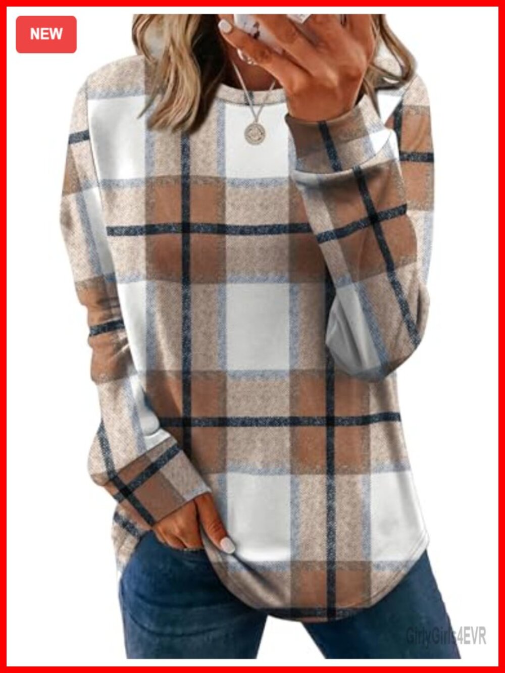 WIHOLL Women's Crewneck Sweatshirt Long Sleeve Curved Hem Lightweight Tunic